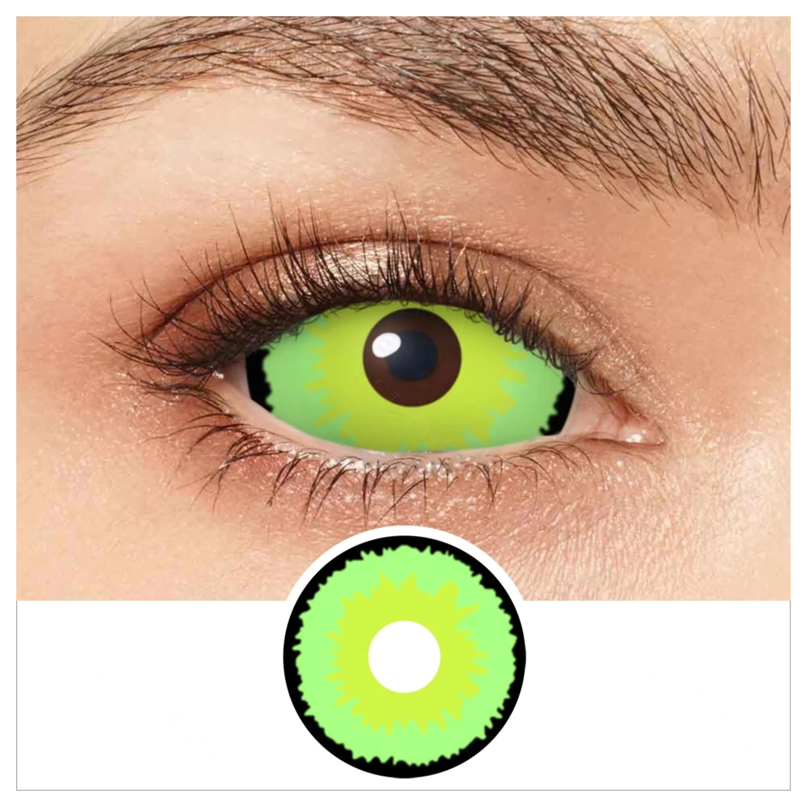 22mm Green Demon Full Eye Sclera Halloween Contact Lenses