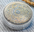 Ultra Quick Sand contact lens kit in silver, glitter lid with a gold magic circle