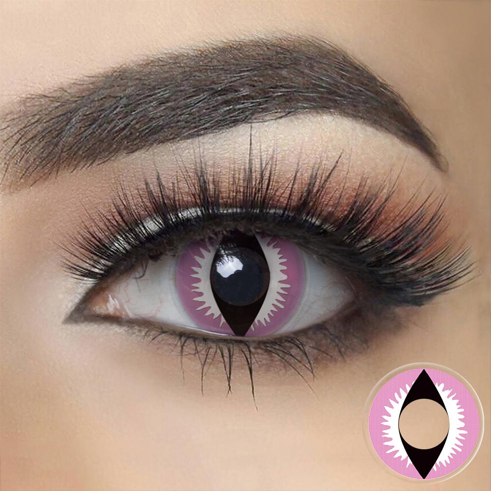 Pink Yellow Dragon Eye Halloween Contacts - Colored Contact Lenses