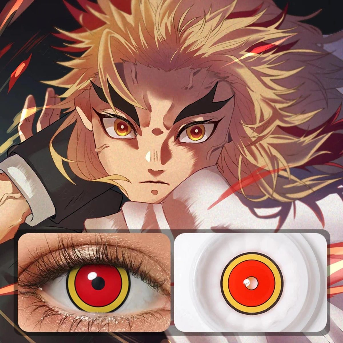 Bug Eye Rengoku Demon Slayer Rengoku Eye Contacts – Halloween Contact Lenses