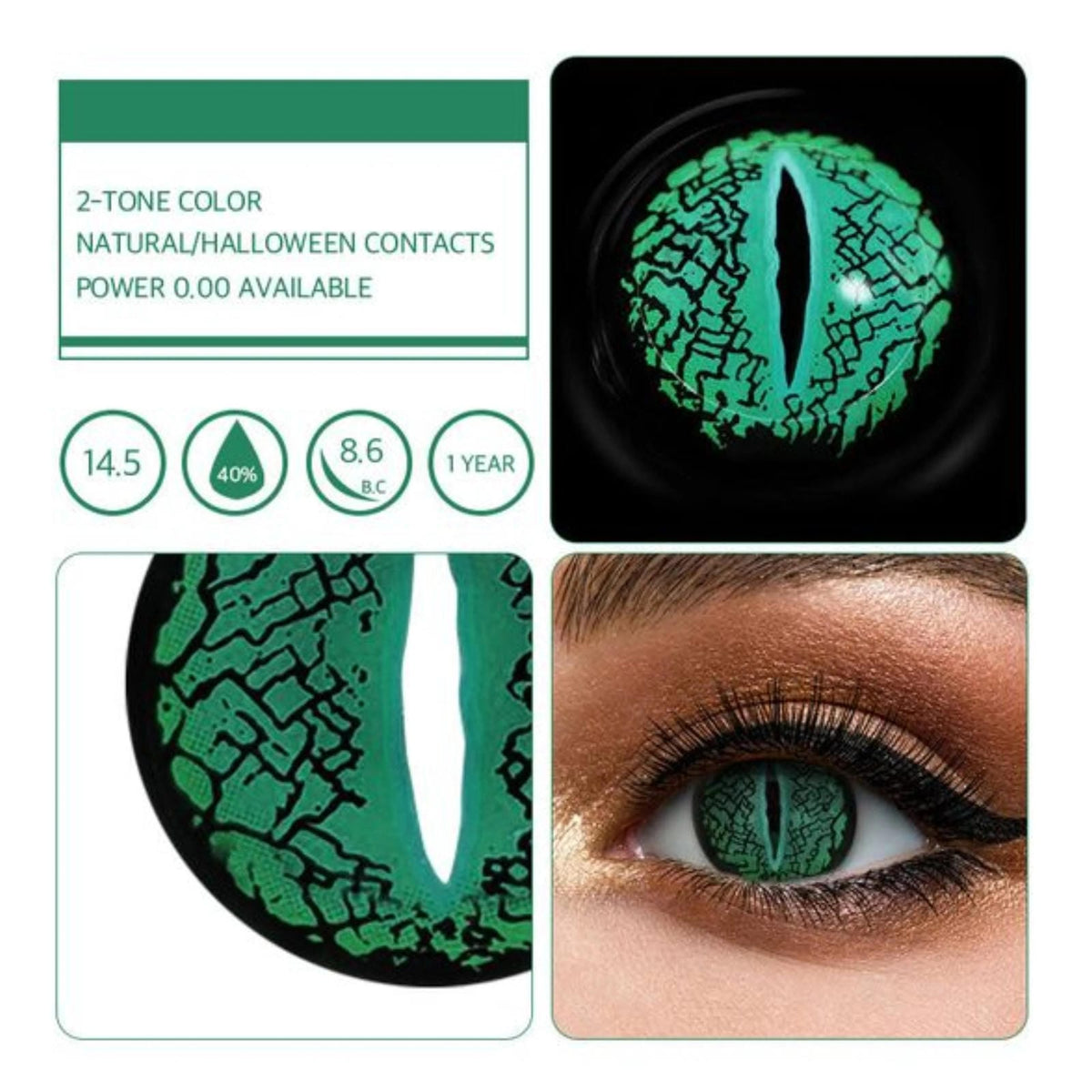 Lizard Contacts One Tone Green Lizard – Halloween Contact Lenses