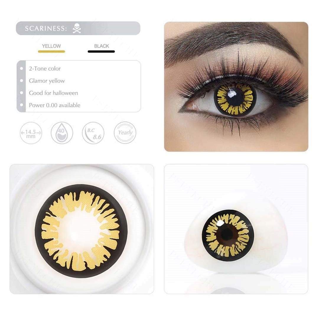 Glamor Yellow Halloween Contacts ( Expiry 10/25)