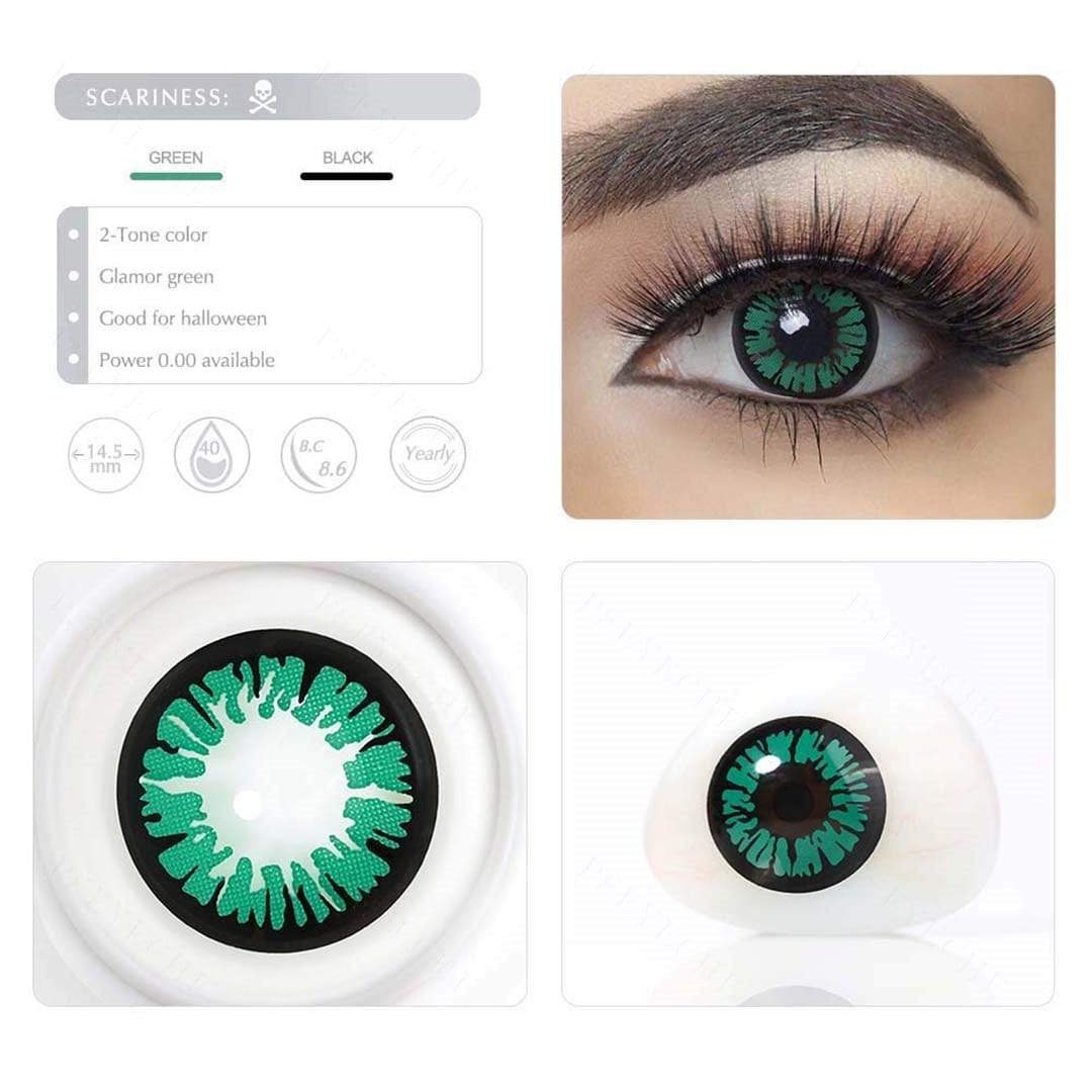 Glamor Green Halloween Contacts ( Expiry 10/25)