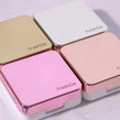 FreshGo square lens cases in gold, silver, pink and rose gold