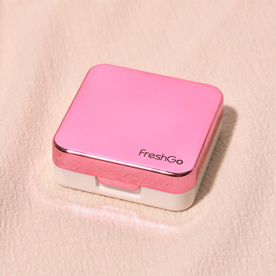 FreshGo square contact lens case kit in pink